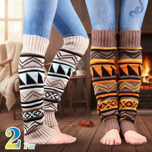 Bohemian Knit Leg Warmers – Women's Thick Winter Socks Knit Leg Warmers Babs Mix 2Pairs One Size