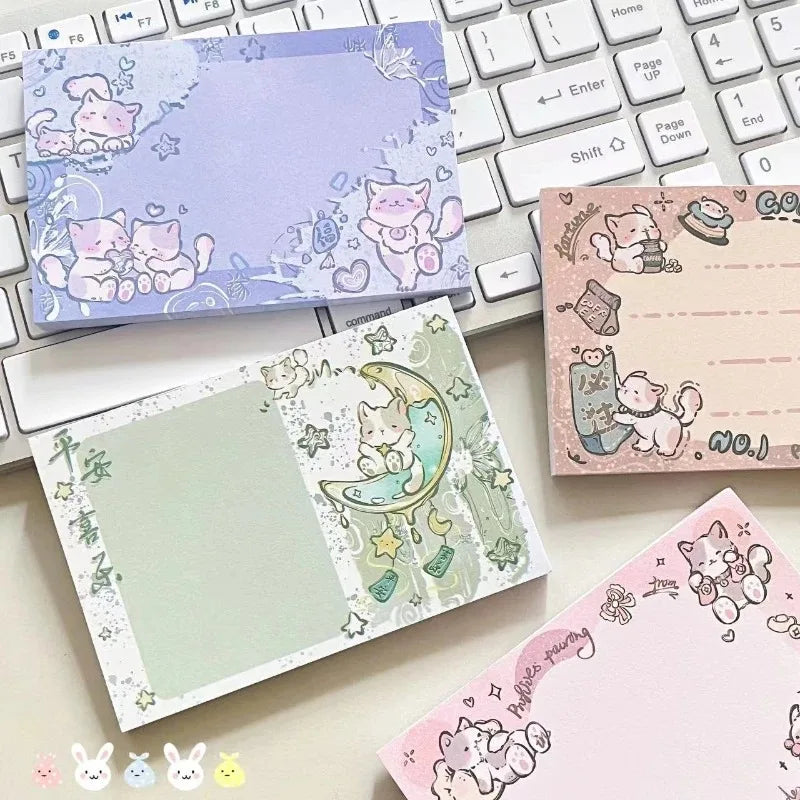 4-Pack Cute Cat Memo Pads – Tearable Cartoon Note Books Cartoon Memo Pads Babs