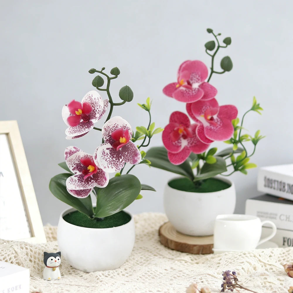 Butterfly Orchid Bonsai Artificial Flower with Vase – Home Décor Artificial Flower Arrangement Babs