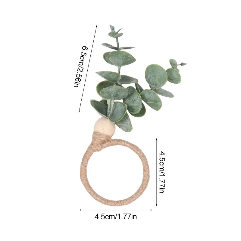 Eucalyptus Napkin Rings with Wood Beads | Wedding Table Décor Napkin Rings Babs 1Pcs