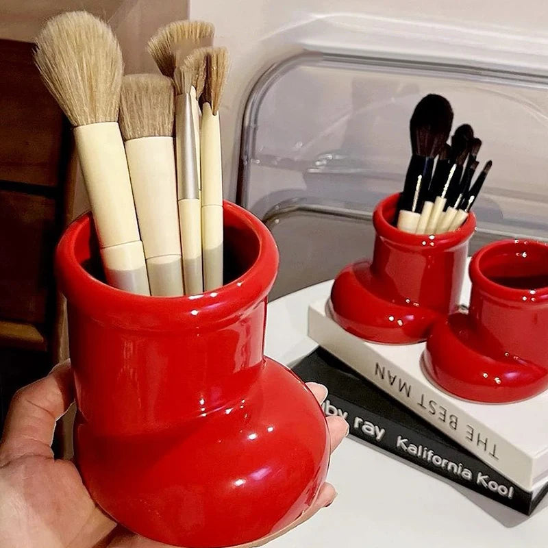 Christmas Red Boots Pen Holder & Multi-Use Desk Organizer Desk Organizer Babs