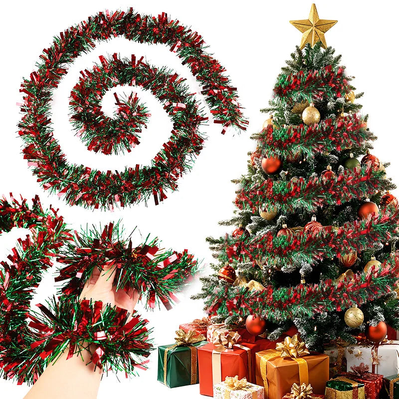 Christmas Tinsel Garland Red Green Xmas Tree Ornaments 1-5Pcs Christmas Tinsel Garland Babs