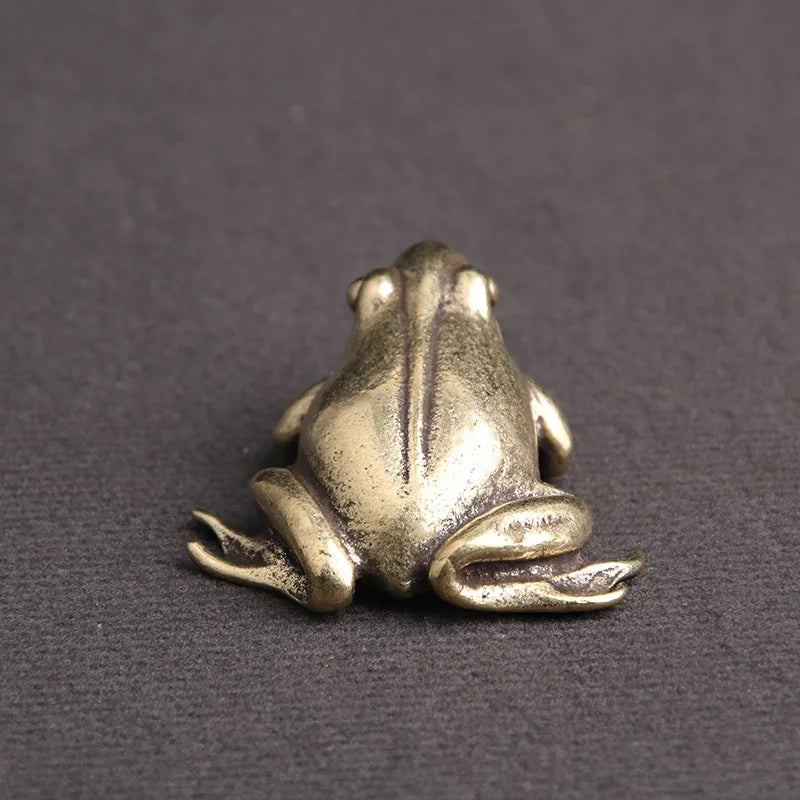 Retro Brass Frog Figurine – Copper Toad Desktop Ornament Tea Pet Decorative Figurine Babs