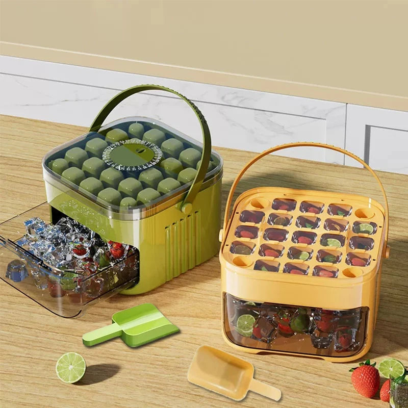 Ice Cube Trays with Lid & Bin – 2 Pack Easy Release Set Ice Cube Tray Set Babs