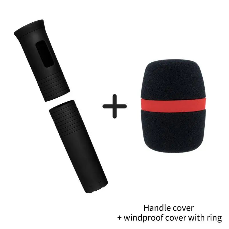Wireless Mic Rubber Handle Cover – Non-Slip KTV Sleeve Set Mic Handle Cover Babs black2