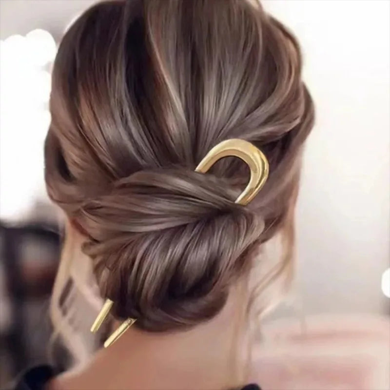 U-Shaped Metal Hair Fork Sticks | Gold Silver Black Alloy Hair Fork Sticks Babs