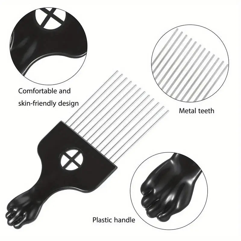 2-Pack Metal Afro Pick Combs – Curly Hair Detangling & Lift Afro Hair Pick Comb Babs