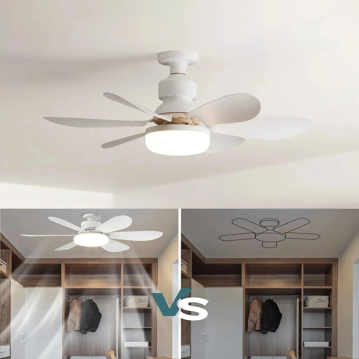 RTONTR E27 LED Socket Ceiling Fan Light with Remote – 30W LED Socket Ceiling Fan Babs