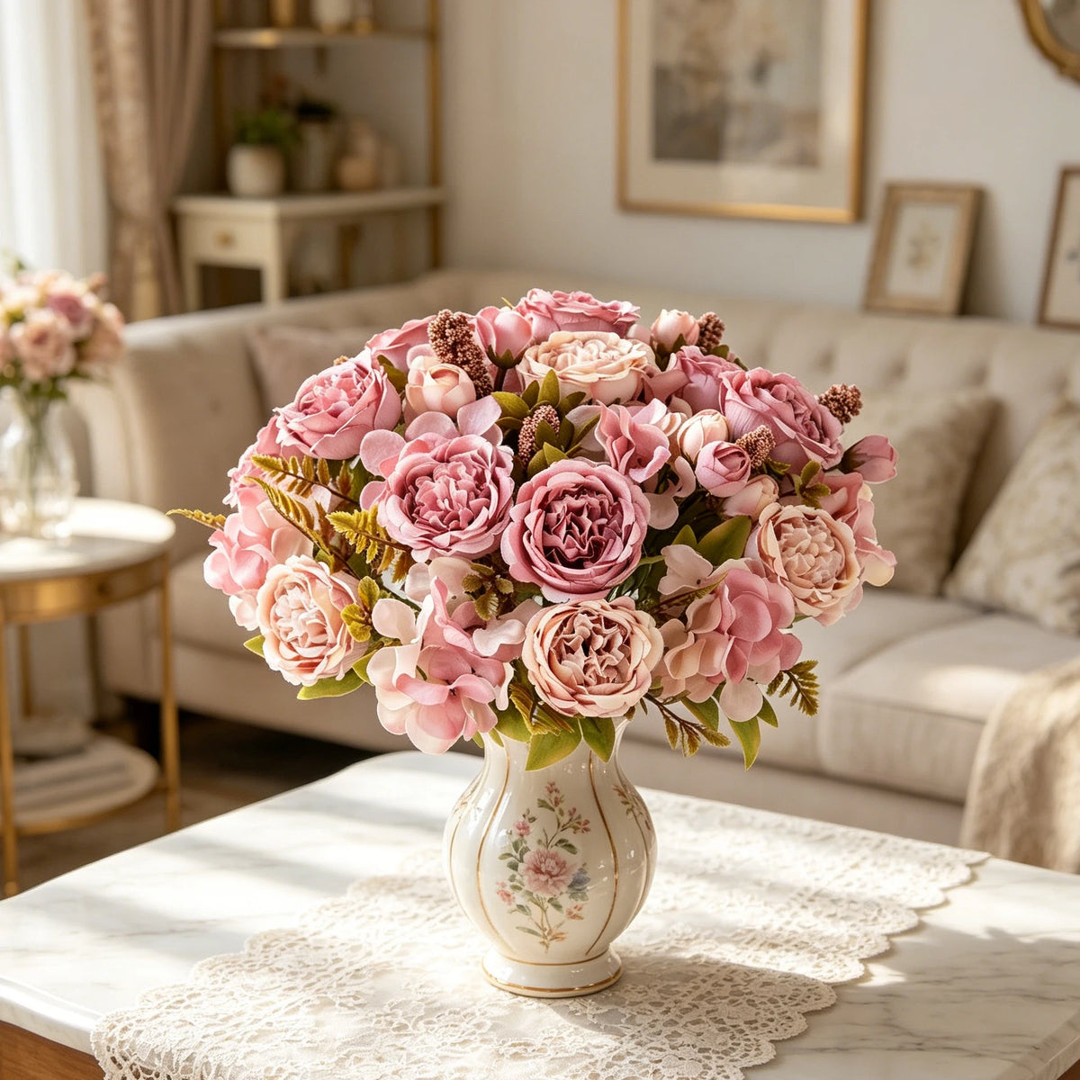 Silk Peony Hydrangea Artificial Flowers for Wedding & Home Decor Artificial Flower Bouquet Babs
