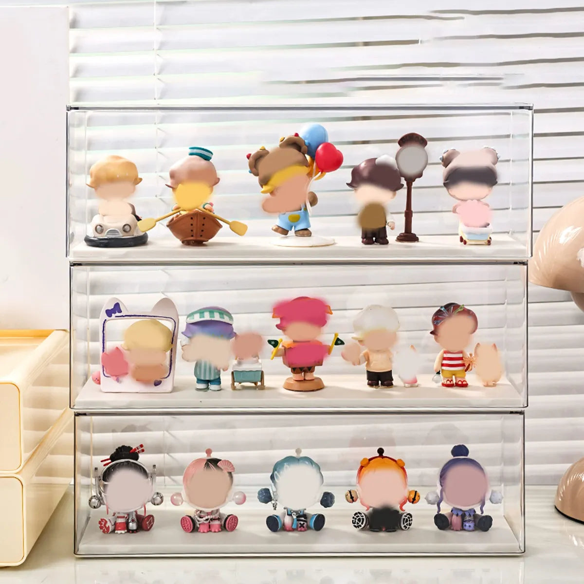 Transparent Doll Display Cabinet – Stackable Dust-Proof Storage Box Collectible Display Cabinet Babs