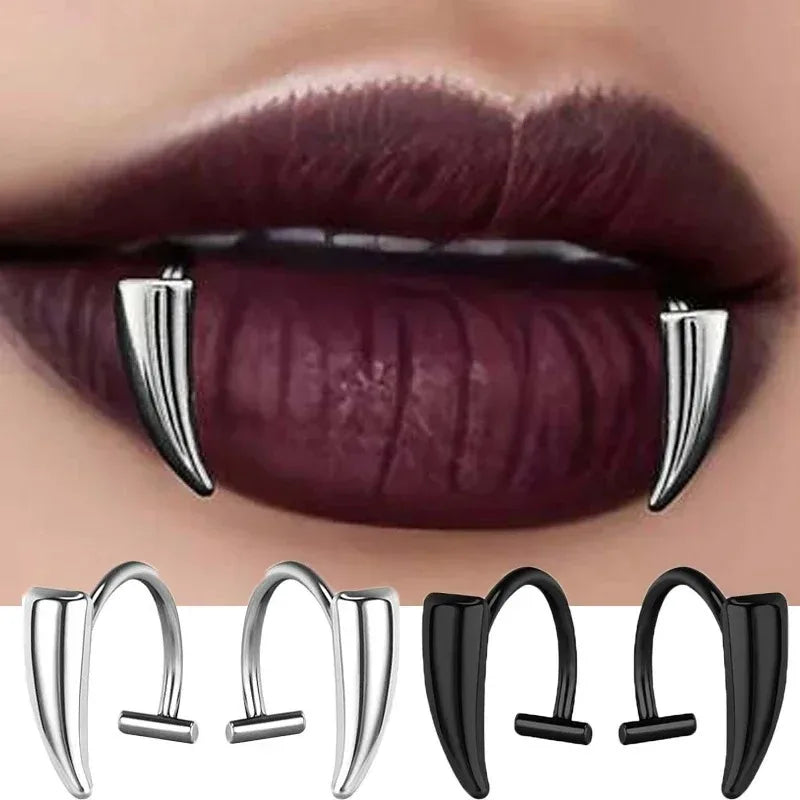 Stainless Steel Wolf Fang Lip Clips – Edgy Fashion Body Jewelry Body Jewelry Babs