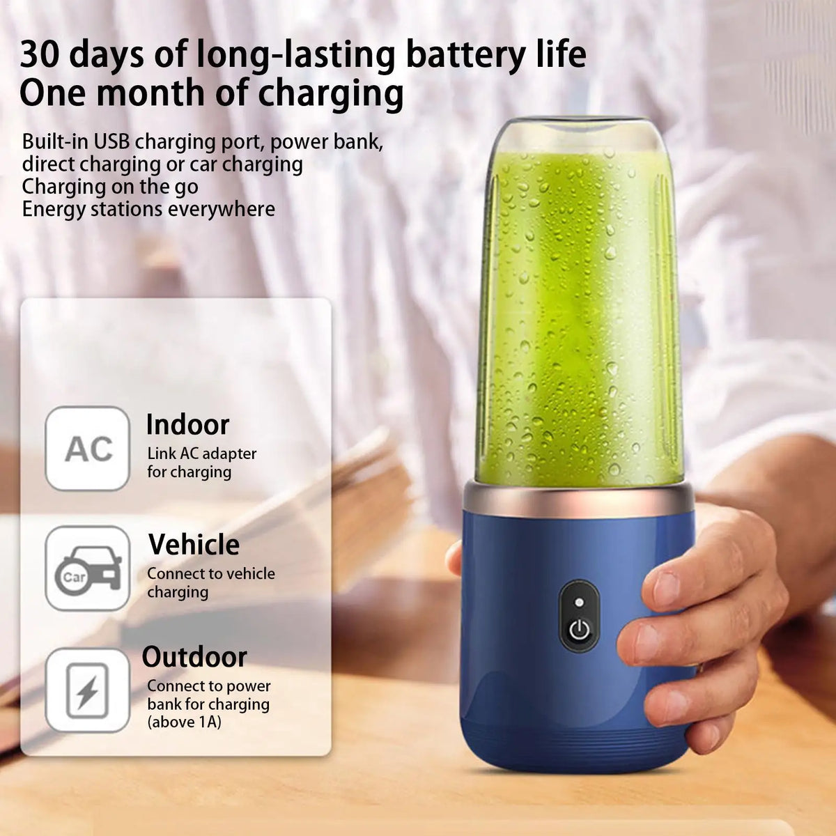 Portable 6-Blade USB Electric Juicer Cup | Personal Blender Portable Juicer Blender Babs