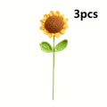 3-Piece Hand Crochet Knitted Artificial Sunflower Bouquet Artificial Flower Bouquet Babs yellow 3pcs
