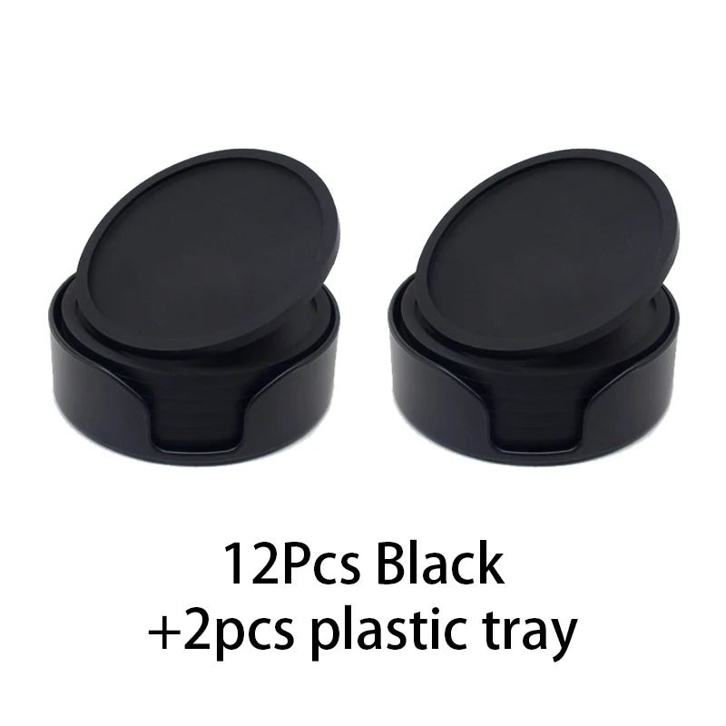 6-Piece Silicone Coasters for Drinks & Desserts – 10cm Set Silicone Coaster Set Babs 2-12PcsBlack