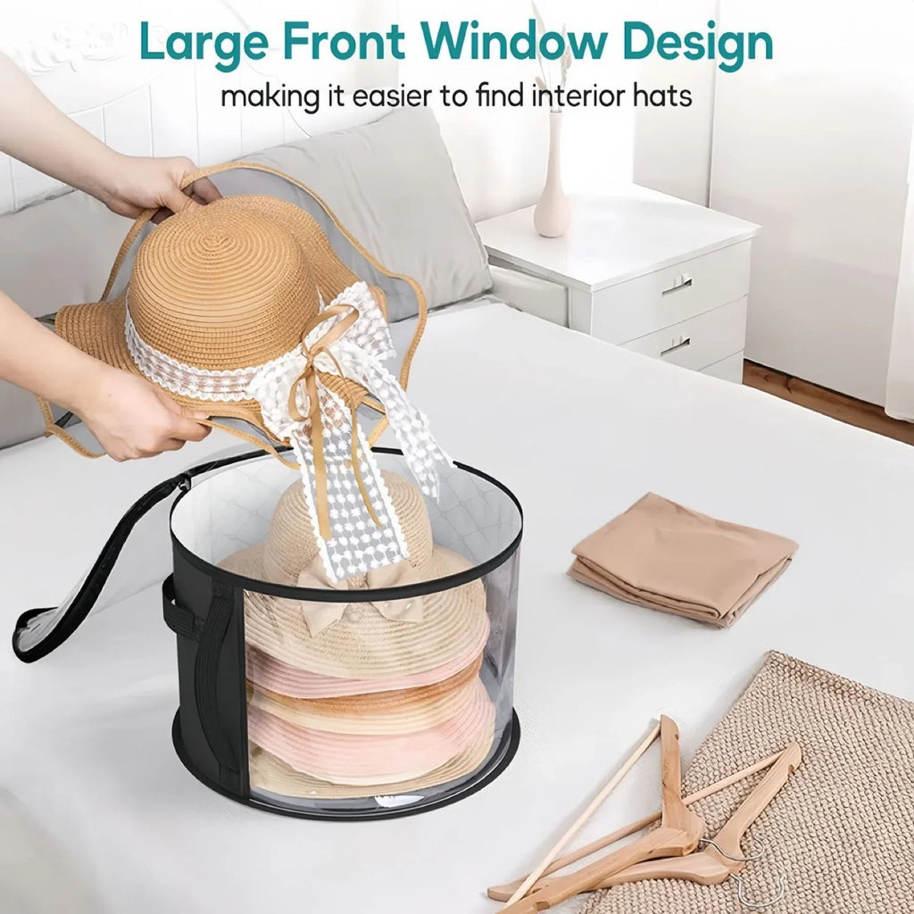 Large Round Foldable Hat Box Storage Organizer – Travel & Closet Hat Storage Box Babs