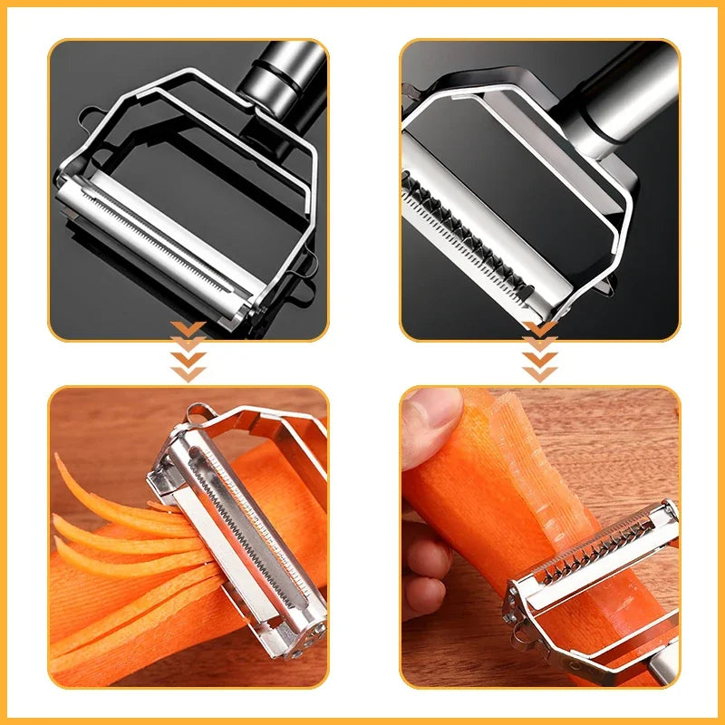 Dual Julienne & Vegetable Peeler – Stainless Steel Zoodles Maker Julienne Vegetable Peeler Babs