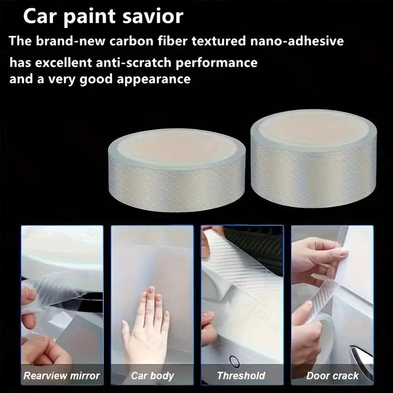 Car Door Edge Protector Carbon Fiber Anti-Collision Tape 2 Rolls Car Door Protector Tape Babs
