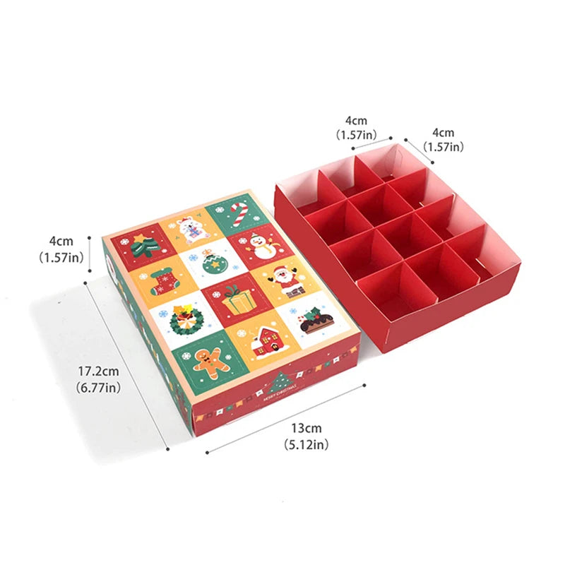 2Pcs 12-Grid Kids Christmas Countdown Advent Calendar Gift Box DIY Advent Calendar Box Babs