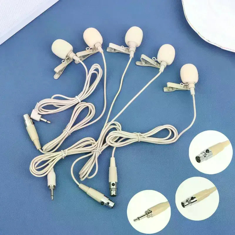 Beige Lavalier Lapel Mic ZL-F1720 Omnidirectional + 2 Covers Lavalier Microphone Babs