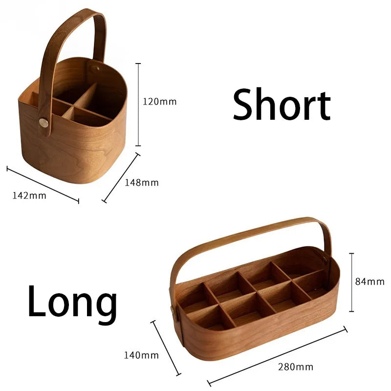 Retro Wood Storage Box Organizer with Handle – 45L, 6 Lattice Wood Storage Organizer Babs