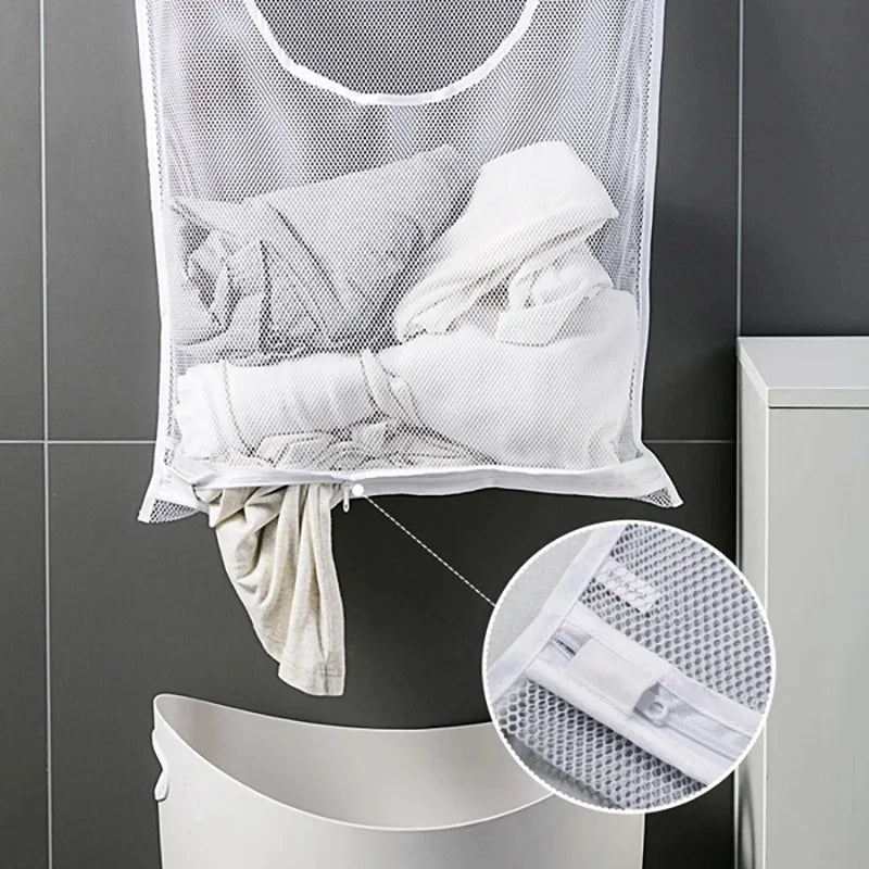 Folding Wall Hanging Laundry Sorting Basket – Mesh Bag & Hook Laundry Sorting Basket Babs