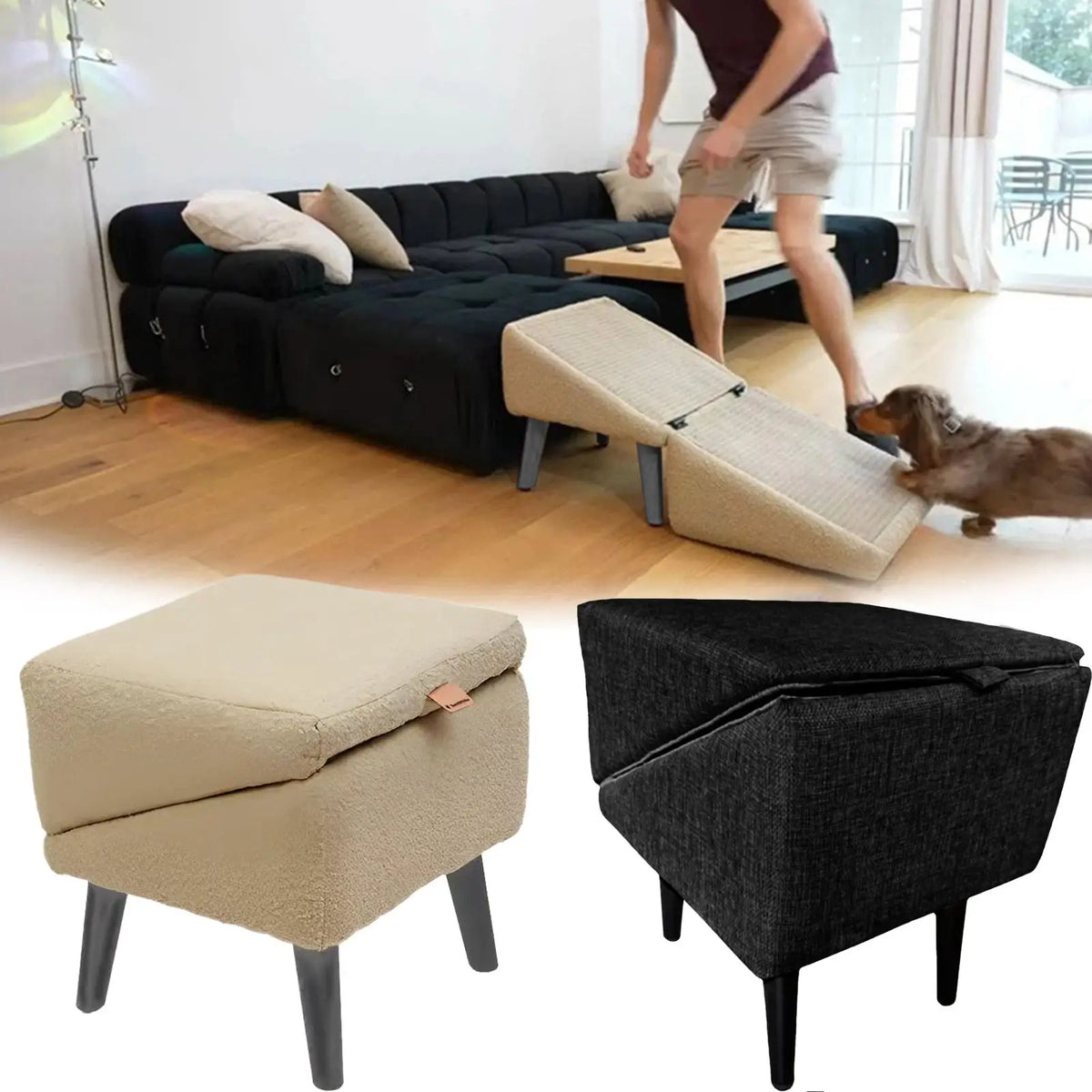 Foldable Dog Ramp & Stair | Anti-Slip Pet Ladder for Bed & Car Foldable Pet Ramp Babs