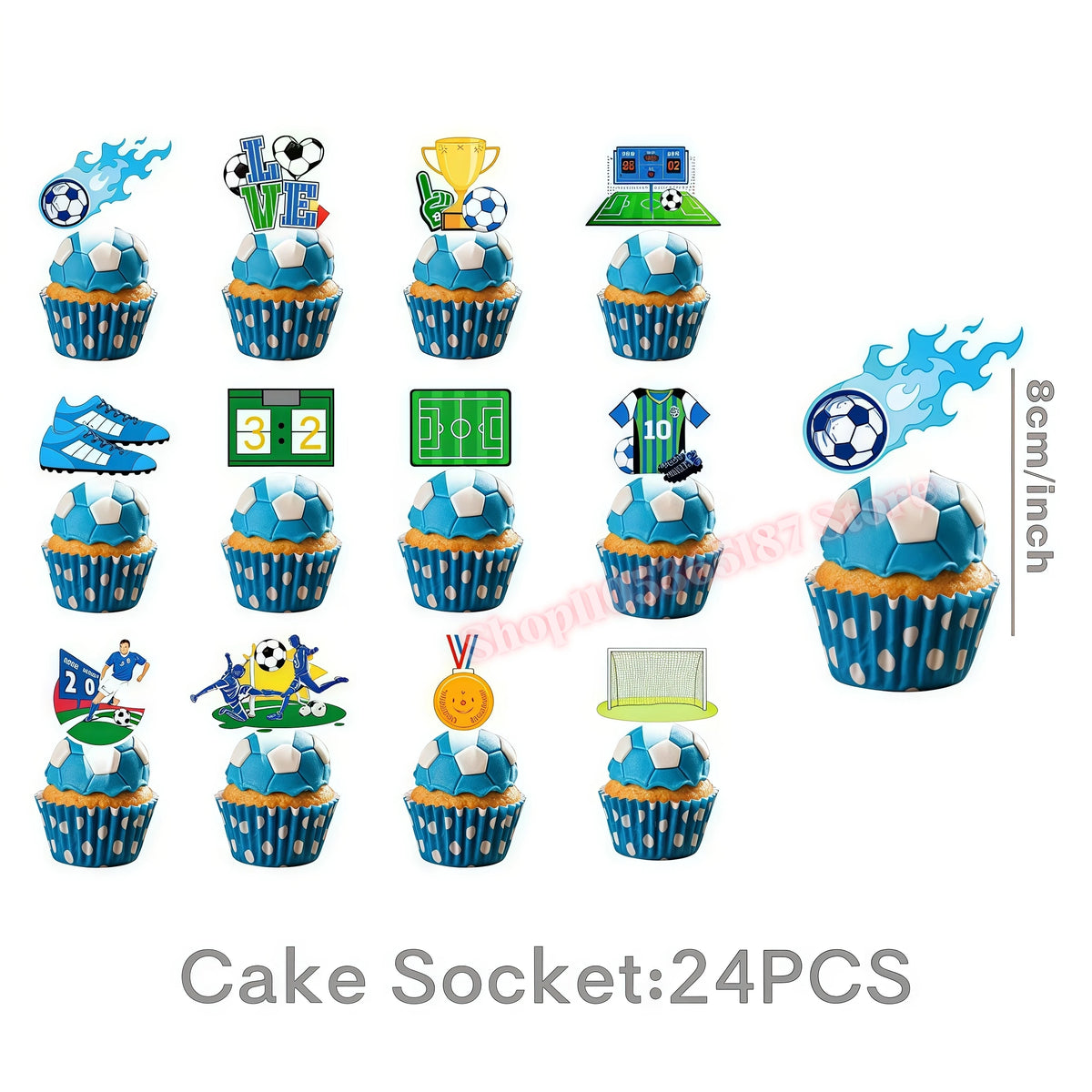 Soccer Football Birthday Party Decoration Set – Complete Kit Party Decoration Set Babs 24pcs Cupcake topper others