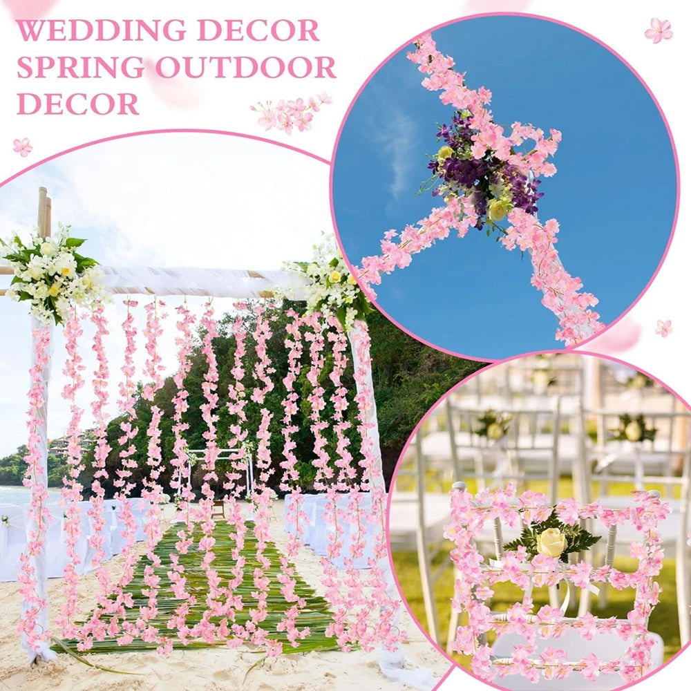 180CM Artificial Sakura Silk Flower Vine for Wedding & Décor Artificial Flower Vine Babs