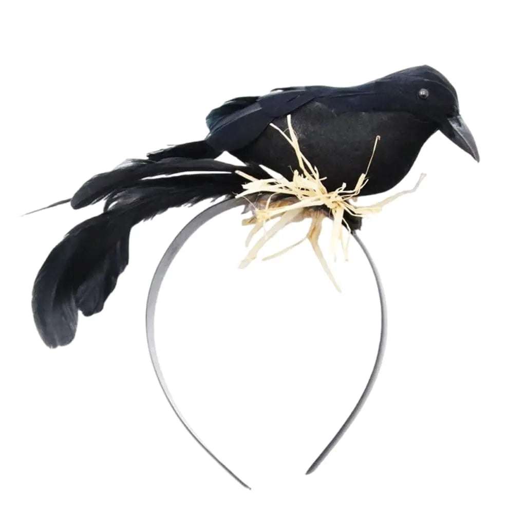 Halloween Black Crow Feather Headband – Raven Costume Accessory Costume Headband Babs