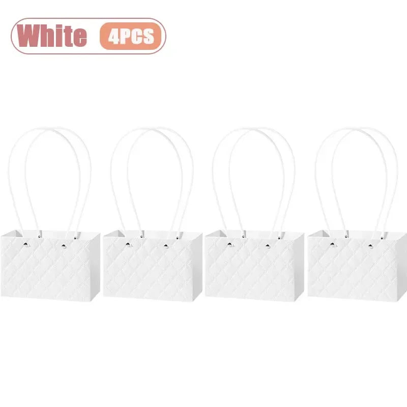 Reusable Waterproof Floral Gift Tote Bags – Wedding & Party Floral Gift Tote Bags Babs White-4PCS 22x10x13cm