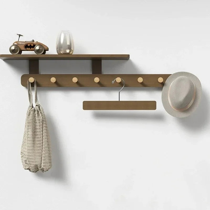 Wall Mounted Wood Coat Rack 8 Hooks – Modern Pine Organizer Wall Mounted Coat Rack Babs