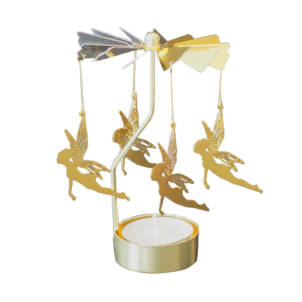 Rotating Carousel Tea Light Candle Holder – Gold & Silver Candle Holder Babs A01