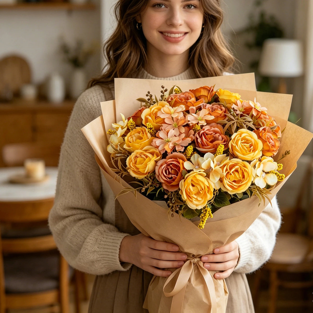 Silk Artificial Rose & Peony Bouquet | Wedding & Home Decor Artificial Flower Bouquet Babs