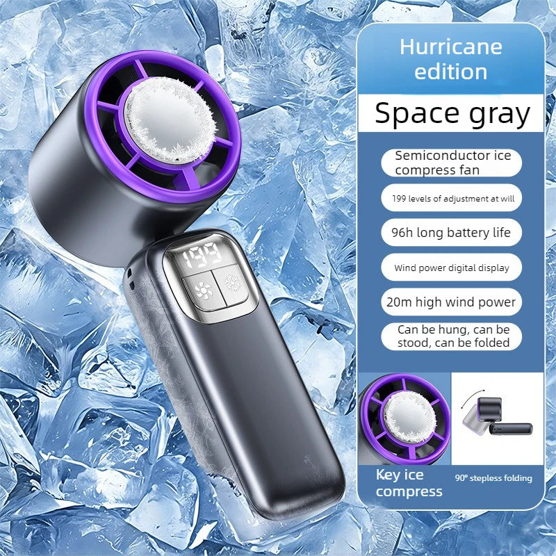 Handheld Rechargeable Mini Cooling Fan – 199 Speeds, USB-C Handheld Cooling Fan Babs grey