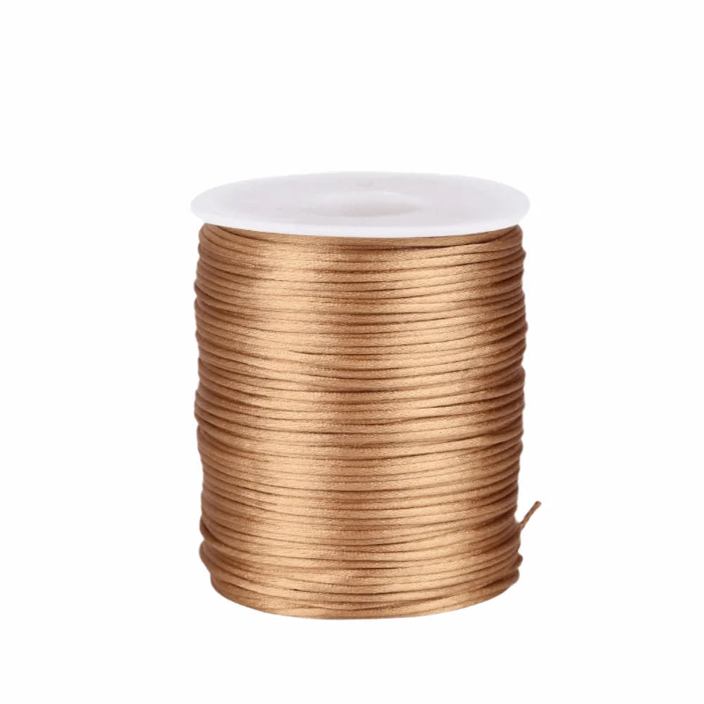 100m Satin Rattail Cord 1.5mm Braided Beading String for Crafts Craft Cord Babs Khaki