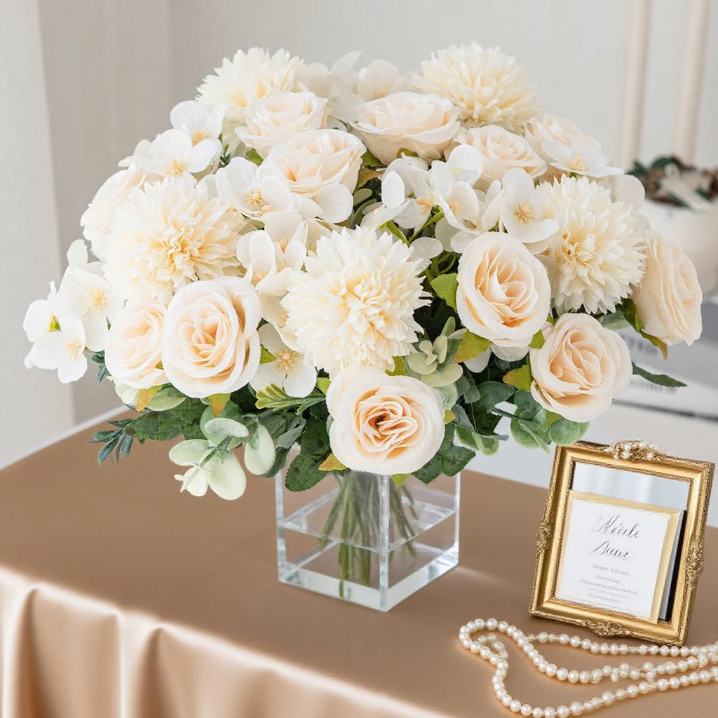 Silk Rose Artificial Flower Bouquet – Wedding & Home Decor Artificial Flower Bouquet Babs