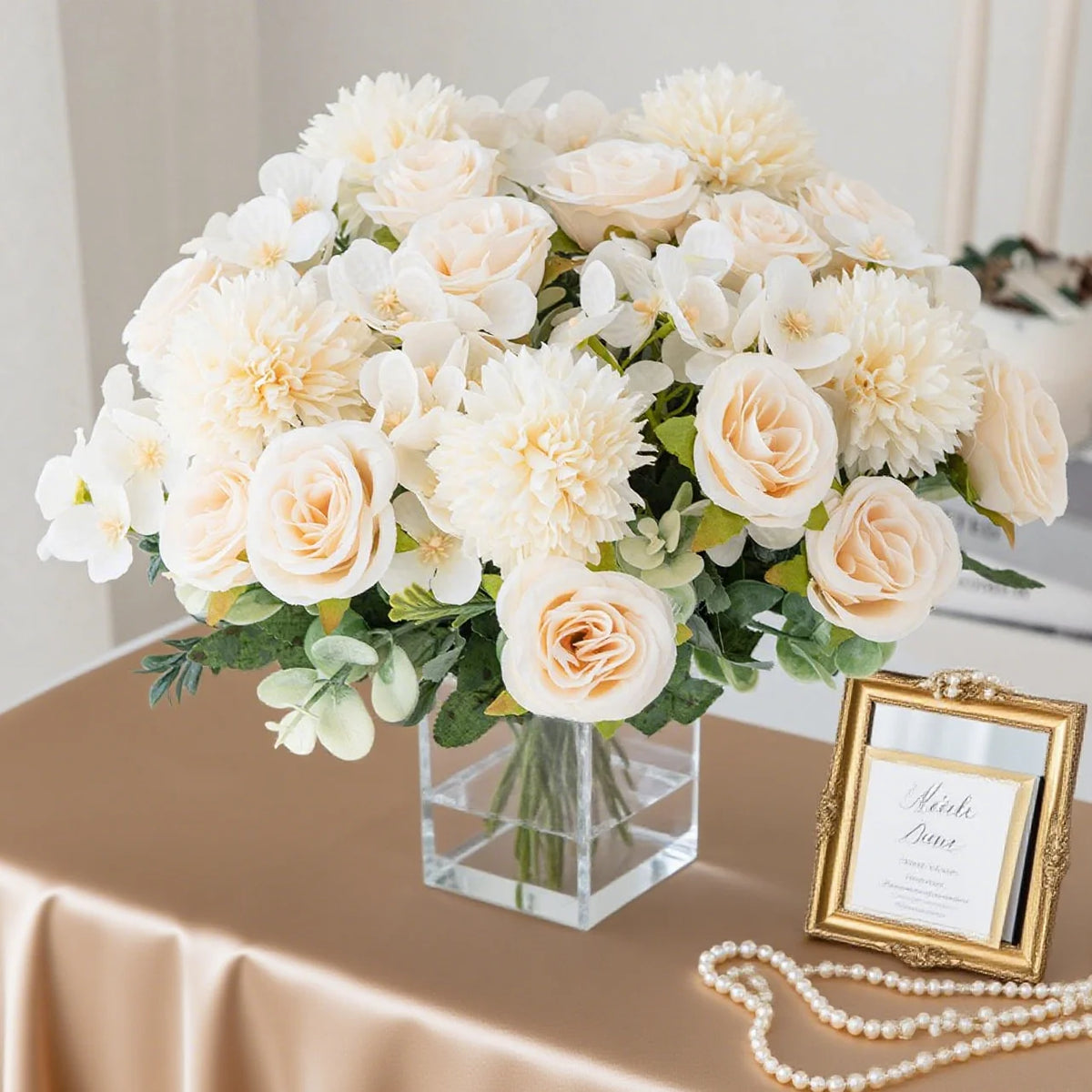 Silk Rose Artificial Flower Bouquet – Wedding & Home Decor Artificial Flower Bouquet Babs