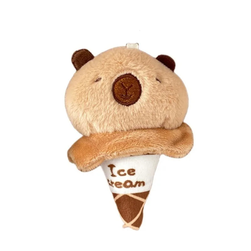 Capybara Plush Keychain Ice Cream Cone Stuffed Animal Bag Charm Plush Keychain Charm Babs
