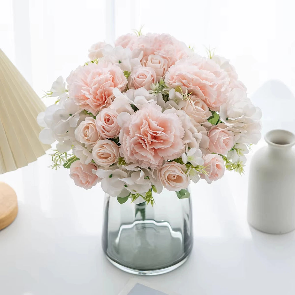 Artificial Silk Carnation Rose Bouquet – Wedding & Home Decor Artificial Flower Bouquet Babs