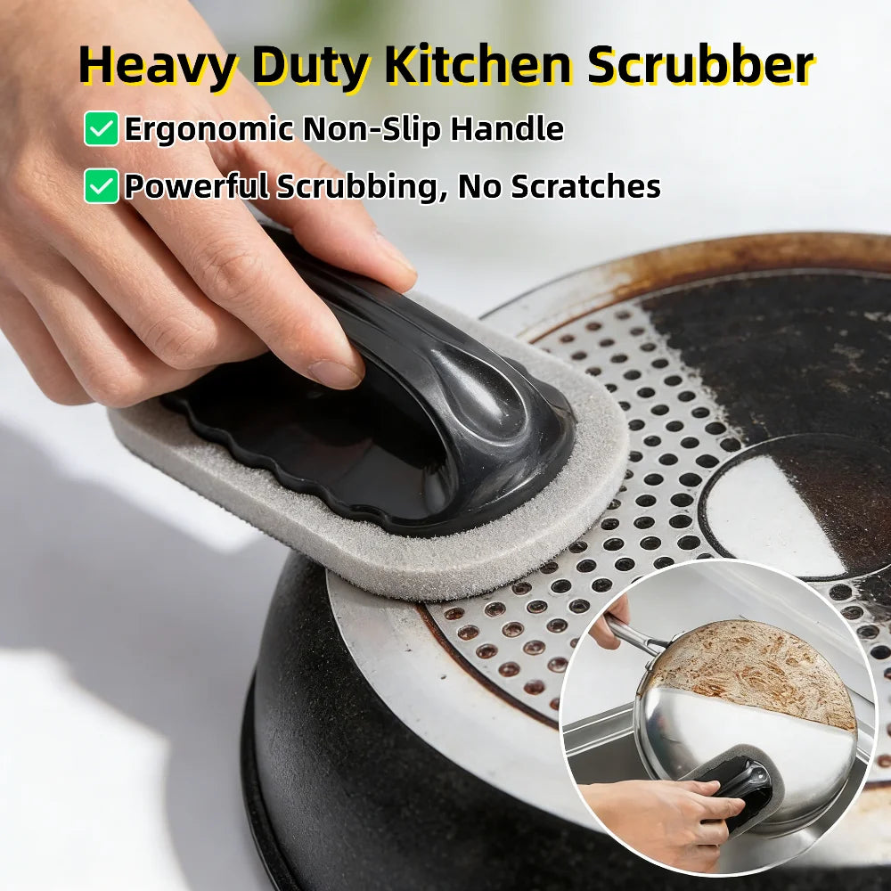 Kitchen Scrubber Sponge with Handle – Non-Scratch Pot Cleaner Kitchen Scrubber Sponge Babs