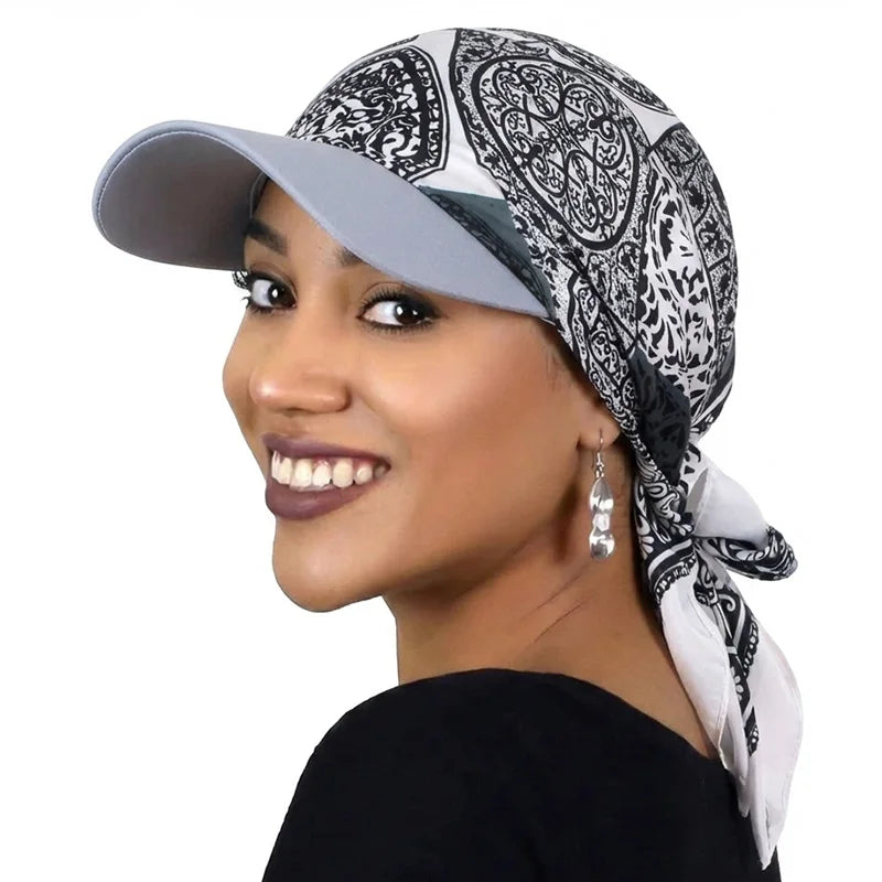 Women's Printed Satin Baseball Cap – Breathable Sun Hat Women's Sun Hat Babs Black