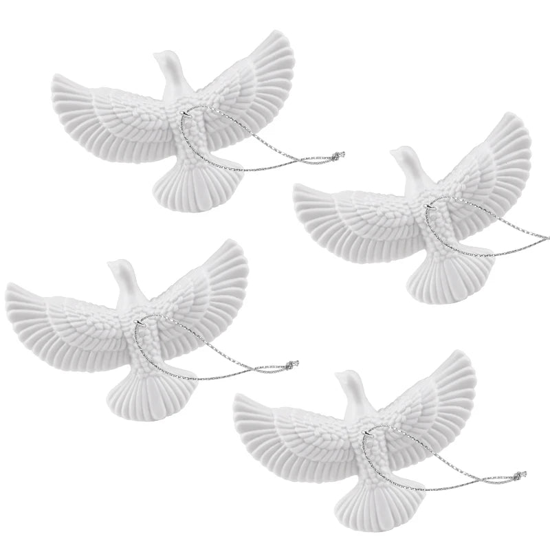 Resin White Dove Christmas Ornaments – Xmas Tree Pendants Christmas Tree Ornament Babs 4pcs