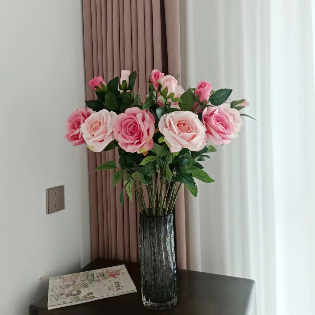 Artificial Silk Pink Rose Bouquet – Home & Wedding Decor Artificial Flower Bouquet Babs