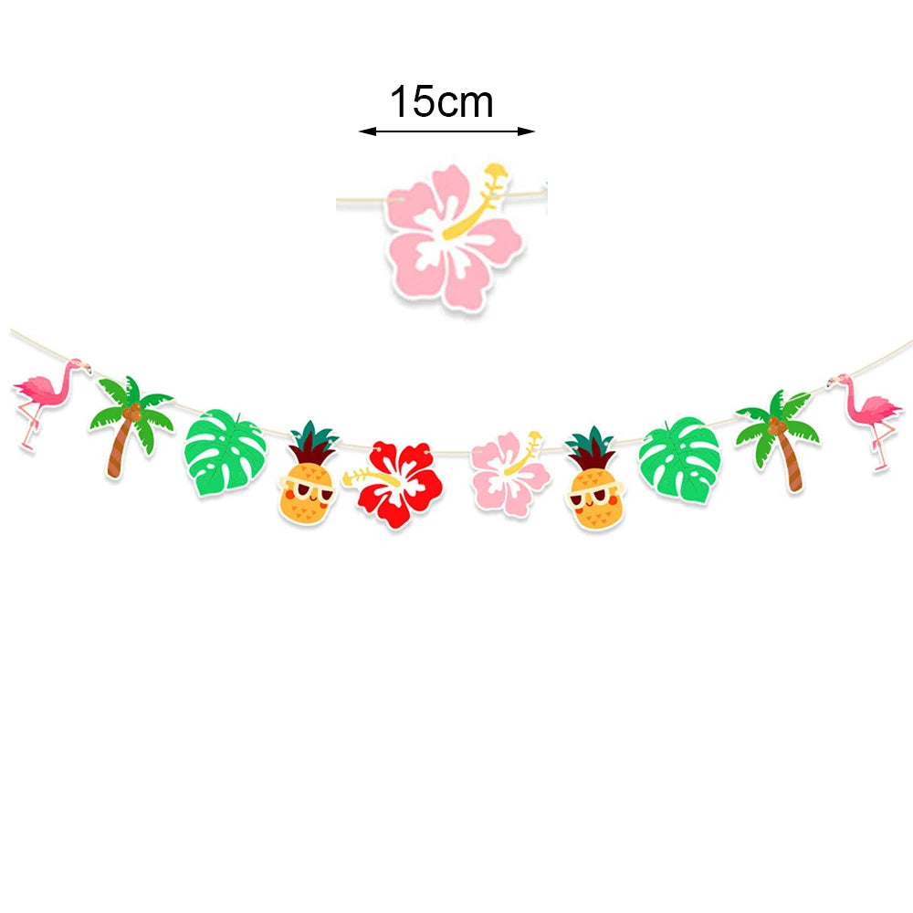 Hawaiian Party Supplies – Tableware, Banner & Photo Props Party Decoration Set Babs Blue