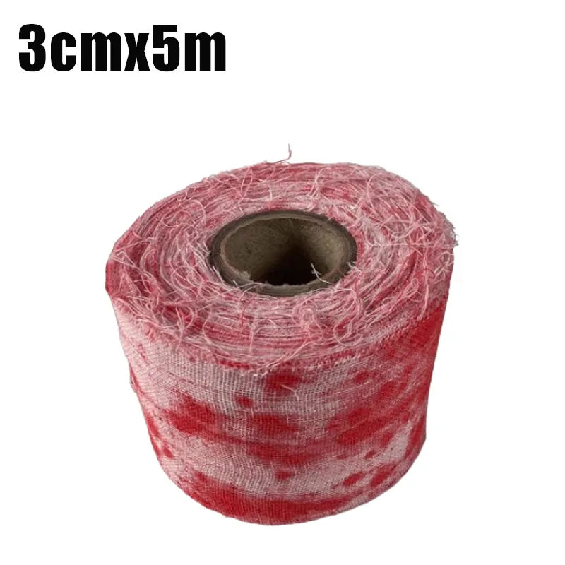Bloody Gauze Strip Roll & Caution Tape – Halloween Decor Prop Halloween Decoration Babs 3cmx5m 1PC