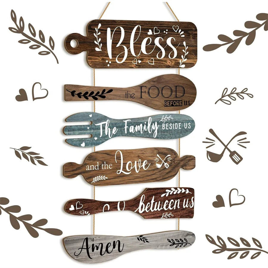 Retro Wooden Cutlery Wall Decor – Kitchen Hanging Ornament Wood Wall Décor Babs