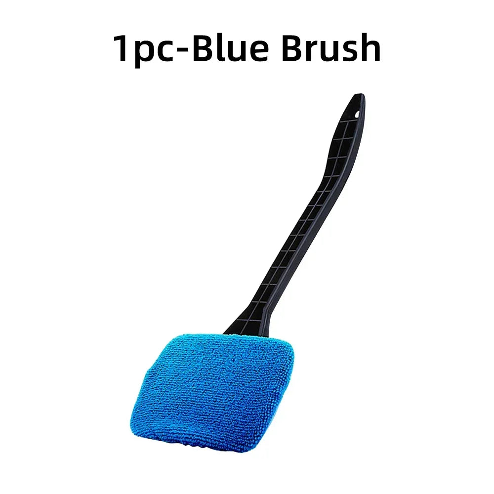 Car Window Cleaner Brush Kit – Long Handle Microfiber Wiper Car Cleaning Brush Babs Dark Blue-1PCS