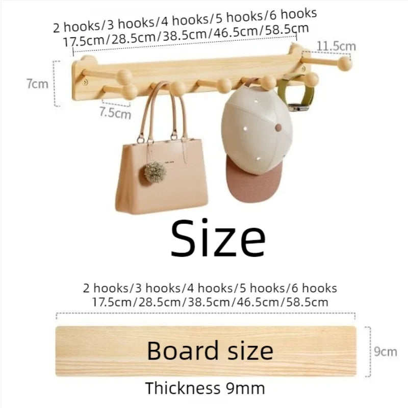 Wall Mounted Wooden Coat Rack – 6-Hook Pine Entryway Organizer Wall Coat Rack Babs