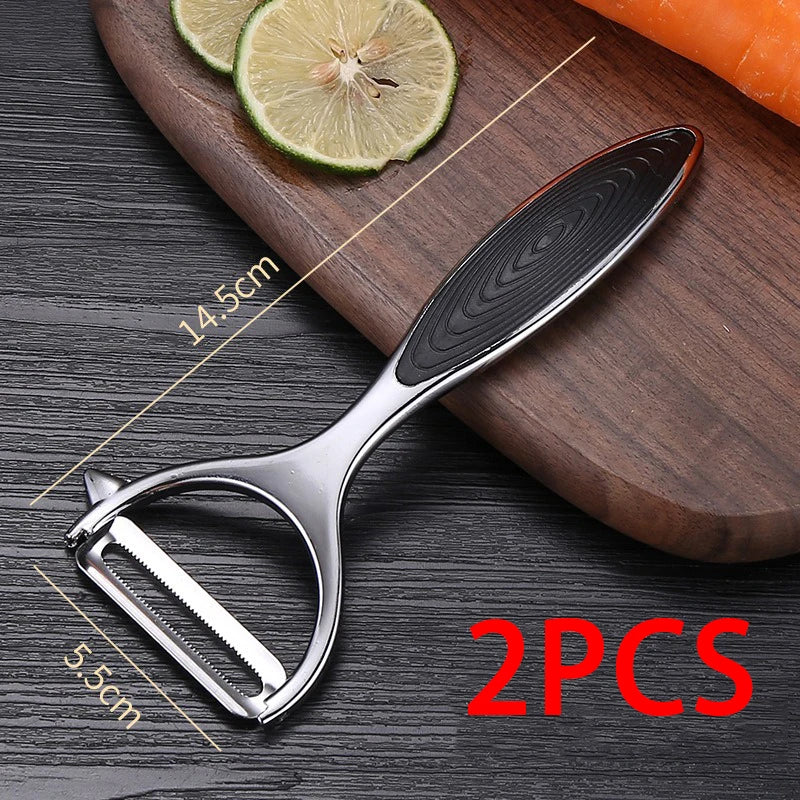 Stainless Steel Vegetable & Fruit Peeler – Non-Slip Handle Vegetable Peeler Babs 2pcs Black-jagged