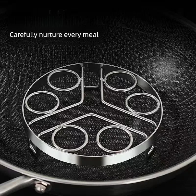 Stainless Steel 6-Hole Egg Steamer Rack with Insulating Pad Kitchen Steamer Rack Babs